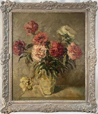 Lot 1 - Harriet Osborne O'Hagan (1830-1921) oil on canvas, Peonies, signed and dated 1915, 61cm x 50cm, framed
