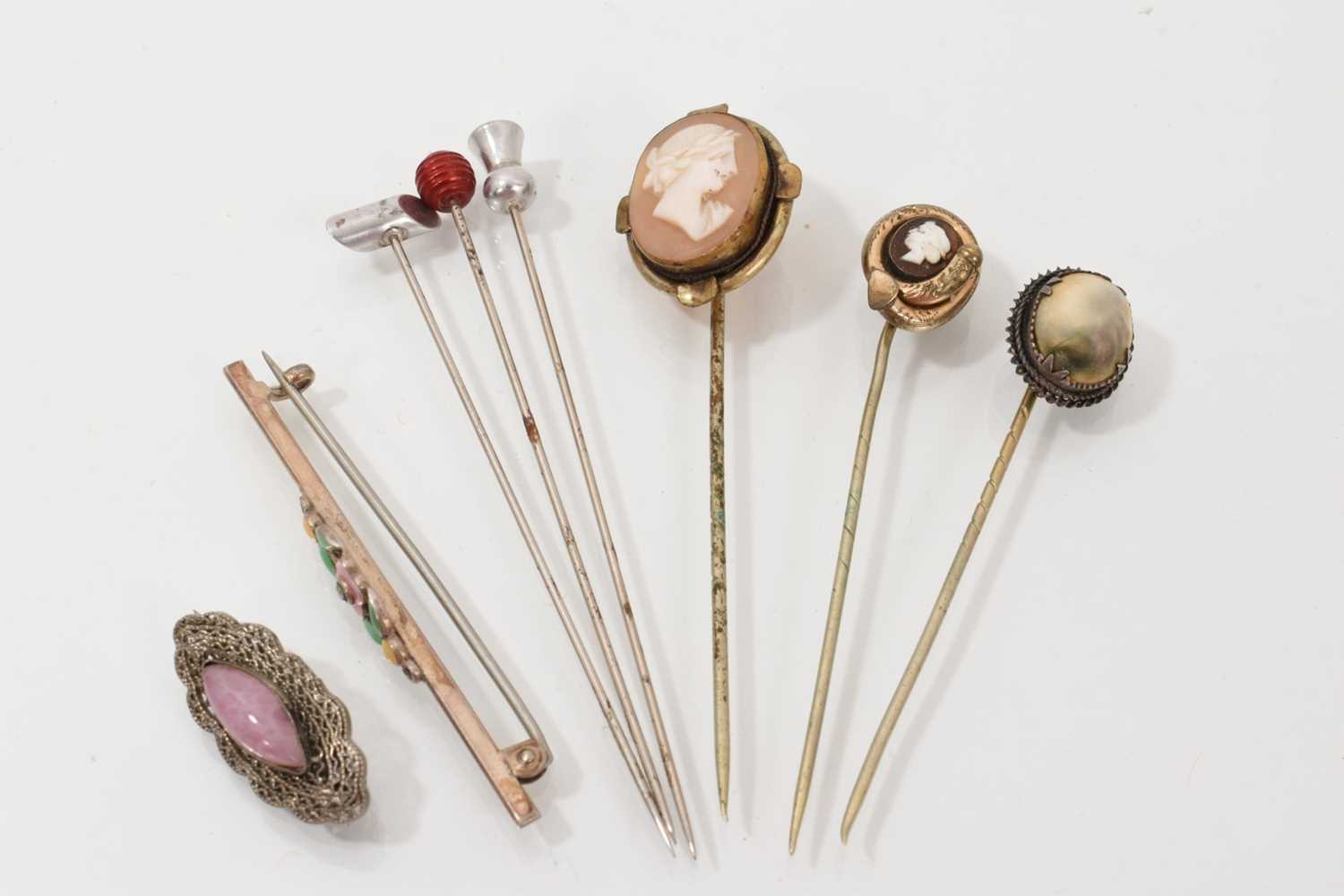 Lot 51 - Collection of stick pins and bar brooches