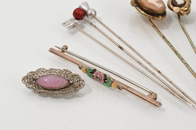 Lot 51 - Collection of stick pins and bar brooches
