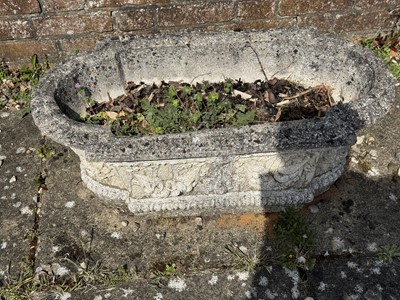 Lot 1465 - Pair of garden planters of stepped oval form
