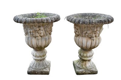 Lot 1469 - Pair of large garden urns
