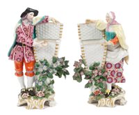 Lot 4 - Pair 18th century Chelsea porcelain figures...