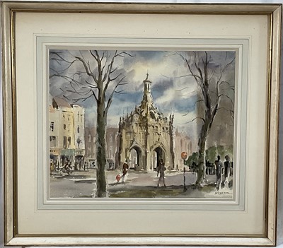 Lot 84 - E. Addison 20th century watercolour , Chichester Cross, signed, 32cm x 39cm, glazed frame