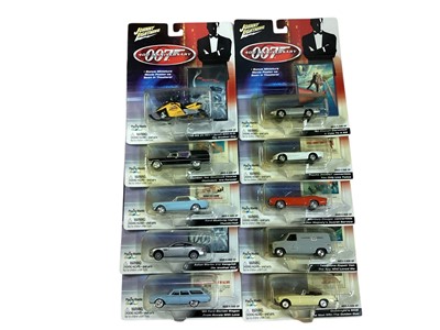Lot 1817 - Johnny Lightning (c2002) 40th Anniversary 007 James Bond 1:64 scale Release 1 (10 of 12) & Release 2 (10 of 12) diecast movie vehicles, mounted on card, plus Release 1 Live & Let Die Spe...