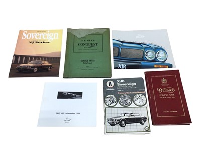 Lot 34 - Collection of Jaguar and Daimler related items to include sales brochures and workshop manuals (1 box).