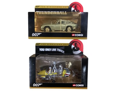 Lot 1819 - Corgi (c2003) The Directors Cut 007 James Bond 1:36 scale movie vehicles (10 of 12) including Thunderball Aston Martin DB5, Little Nellie Gryrocopter and the Lotus Underwater, all in window boxe...