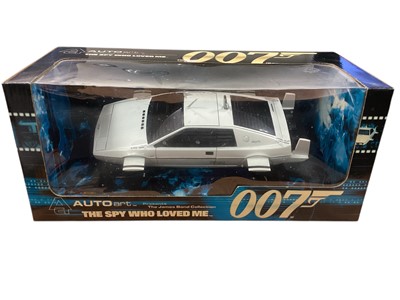 Lot 1825 - Auto Art The James Bond Collection 1:18 scale 007 Collectors diecast model The Spy Who Loved Me Underwater & Road Lotus Esprit and For Your Eyes Only Lotus Esprit Turbo, in window boxes (3)<...