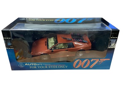 Lot 1825 - Auto Art The James Bond Collection 1:18 scale 007 Collectors diecast model The Spy Who Loved Me Underwater & Road Lotus Esprit and For Your Eyes Only Lotus Esprit Turbo, in window boxes (3)<...