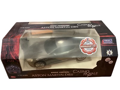 Lot 1828 - Nikko 1:16 scale James Bond 007 Casino Royale Radio Controlled Aston Martin DBS, Joyride 1:18 scale Casino Royale Aston Martin DB5 and UT models Goldeneye BMW Z3 Roadster, all in window boxes (3)...