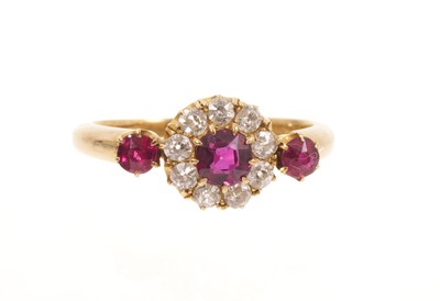 Lot 450 - Victorian ruby and diamond cluster ring