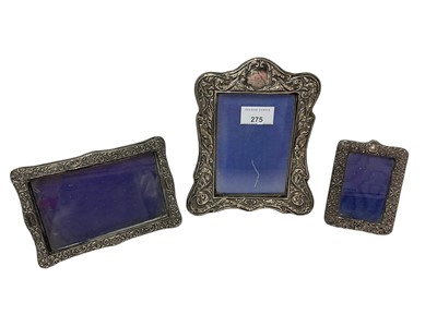 Lot 275 - Three Edwardian silver photograph frames
