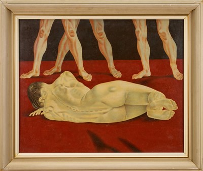 Lot 1237 - *Francis Plummer (1930-2019) two works, egg tempera on board, Male figure lying on his side, signed and dated Jan '64, together with an earlier unframed study