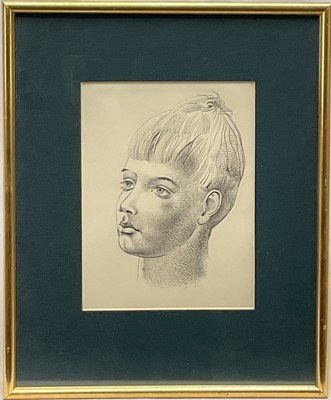 Lot 217 - *Francis Plummer (1930-2019) pen and ink, A young girl, 20cm x 15cm, glazed frame