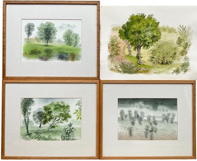 Lot 1256 - *Francis Plummer (1930-2019) four watercolours, Trees, all signed and dated '83, 17cm x 24cm, glazed frames