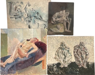 Lot 1259 - *Francis Plummer (1930-2019) group of four figurative studies, oil on board, unframed