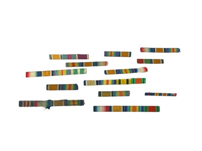 Lot 130 - Group of thirteen mounted medal ribbons with pin backings, for First World War campaign medals, (13).