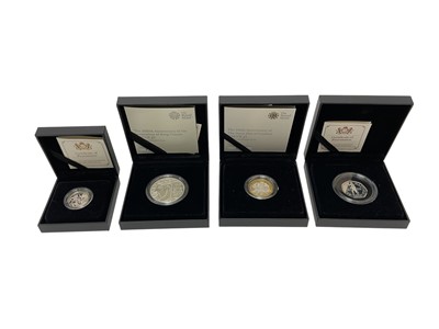 Lot 412 - G.B. - Mixed Royal Mint silver proof Piedfort coins to include £5 '1000th Anniversary of The Coronation of King Canute' 2017, £2 '350th Anniversary of The Great Fire of London' 2016, £1 'Last Ro...