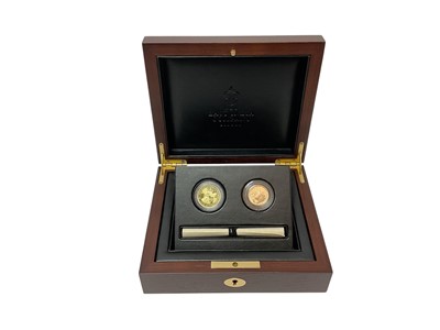 Lot 415 - World - Mixed gold 22ct proof two coin East of India Company set, to include St Helena Bicentenary Guinea 2016 (Wt. 8.4gms) & G.B. Bicentenary Sovereign 2017 (N.B. Cased with Certificates of...