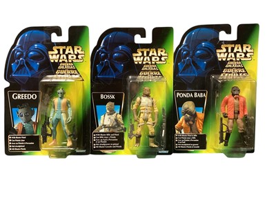 Lot 1804 - Kenner (c1998) Star Wars The Power of the Force 3.75" action figures, plus triple logo action figures, all mounted on card