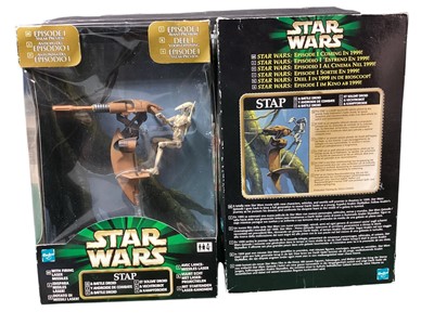 Lot 1813 - Hasbro Star Wars Stap & Battle Droid (x2), Probe Droid, Kenner Speeder Bike & other action figures, boxed (1 box)