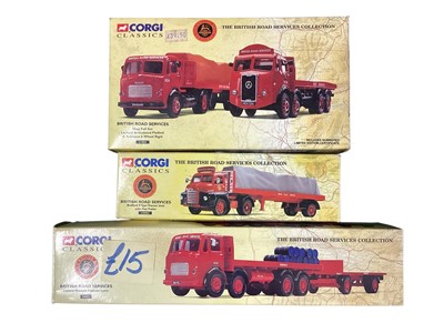 Lot 1847 - Corgi Classics diecast commercial vehicles including British Road Services Leyland Octopus Platform Lorry 24601, Shap Fell Set Leyland Articulated Flatbed & Arkinson 8 Wheel Rigid 31001, Bedf...