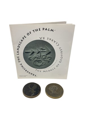 Lot 983 - *Two Geoffrey Clarke (1924-2014) bronze destruction of the environment medals - Full and spilt container, 1973, and accompanying pamphlet