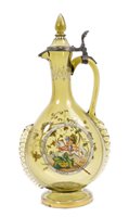 Lot 40 - Mid-19th century Bohemian green glass claret...
