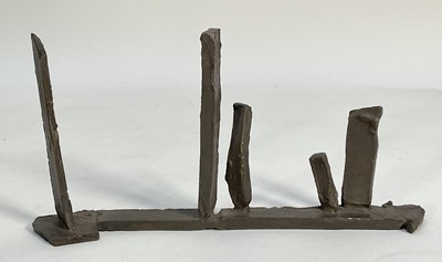 Lot 51 - Attributed to Michael Lyons (b. 1943) bronze sculpture - Standing forms, signed M. P. Lyons, and dated 2012, 11.5cm x 24cm.