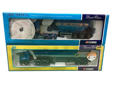 Lot 1841 - Corgi Limited Edition diecast commercial lorries including Jet Leyland DAF Petrol Tanker 75302 & Ian Haynes Scania T-Cab Feldbinder Tanker CC12801, plus Guy Invincibles 29401, 29301, 29102 &...