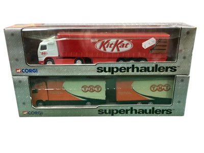 Lot 1844 - Corgi Superhaulers Collection diecast lorries including Woolworths 59575, MacFarlane TY86605, James Irlam 59509, Omega 59512, Kit Kat 59511, TNT 59517 & Royal Mai 59511, all boxed (7)