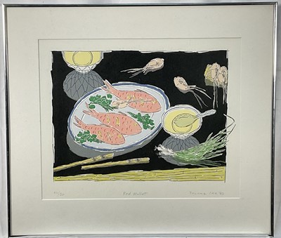 Lot 40 - Yvonne Cole (b. 1953) limited edition screenprint - ‘Red Mullet’, signed and dated '80, numbered 42/50, 30cm x 40cm, glazed frame
