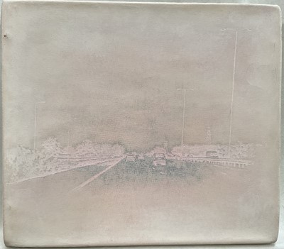 Lot 111 - Camille Katsuragi (1947-2003) oil on canvas, Untitled 2001, Highway, 20cm x23cm