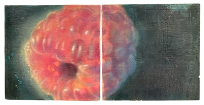 Lot 110 - Modern oil on canvas - mystical raspberry, indistinctly signed, in two parts