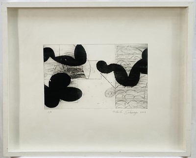 Lot 112 - Mark Surridge (b. 1963) etching, abstract, signed Artists Proof, dated 2008, glazed box frame, 49cm x 59cm overall