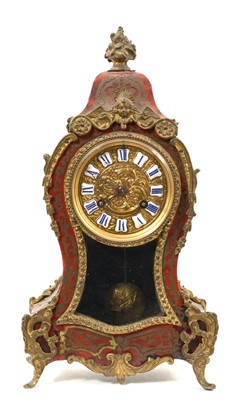 Lot 654 - 19th century French red tortoiseshell Boulle work mantel clock