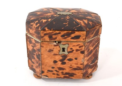 Lot 717 - George III blond tortoiseshell tea caddy