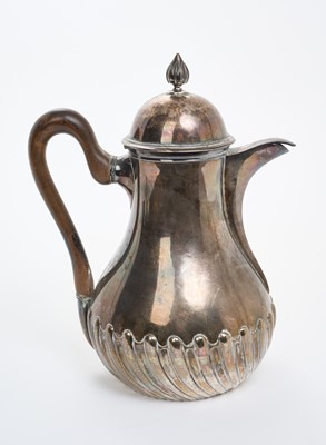 Lot 256 - French silver coffee pot with fluted decoration