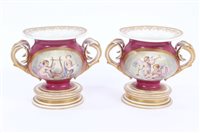 Lot 46 - Pair early 19th century porcelain urn-shaped...
