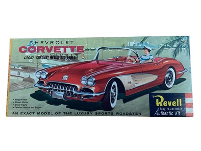 Lot 1858 - Revell Authentic Kit model vehicles including Chevrolet Corvette H-1232:139, Cadillac Eldorado Brougham H-1214:149, 1962 Imperial Crown H-1255:149, White-Fruehauf Gas Truck H-1492, Sumbeam Alpin...