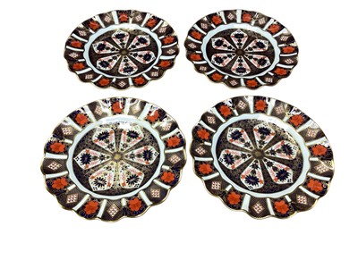 Lot 2245 - Four Royal Crown Derby Old Imari 1128 scalloped plates