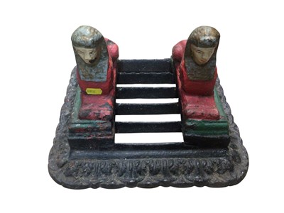 Lot 2931 - Victorian cast iron boot scraper with Egyptian sphinxes