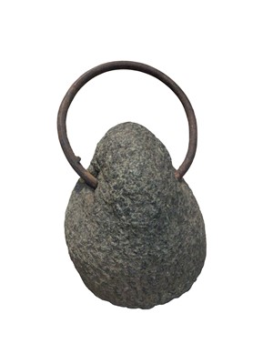 Lot 2935 - Antique stone doorstop with iron handle