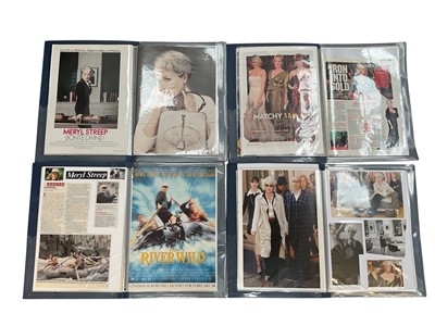 Lot 1200 - Extensive collection of Meryl Streep related albums in boxes together with two framed film posters, (qty).