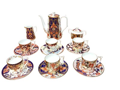 Lot 2219 - Set of six Royal Crown Derby 'The Curator's Collection' cups and saucers, together with matching coffee pot, milk jug and sugar bowl - 15 pieces