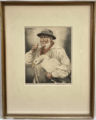 Lot 34 - Arthur Rigden Read (1879-1955) limited edition coloured woodcut, 'Michaelmas Goose', signed titled and numbered 29/75, 21cm x 17cm, glazed frame