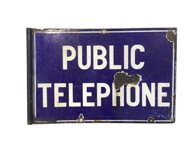 Lot 153 - Original Public telephone, double sided enamel sign, approx. 47cm x 30cm
