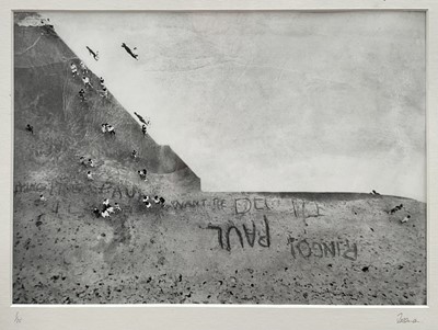 Lot 79 - Robert Freeman (1936-2019) Beatles fans on the Beach limited edition photographic print, signed and numbered to the mount 1/25, 21cm x 30cm, glazed frame