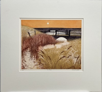 Lot 14 - Charles Bartlett (1921-2014) limited edition etching and aquatint, ‘Two Bridges’, signed, 123/200, 32.5cm x 39cm, with mount, unframed