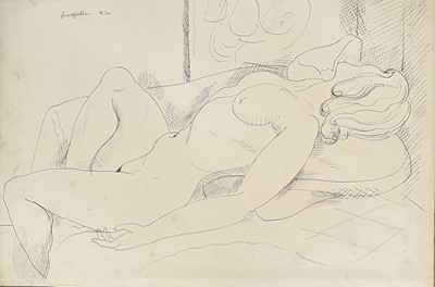 Lot 104 - Reginald Goodfellow (1894-1985) two nude studies and another, ink or pencil, all signed
