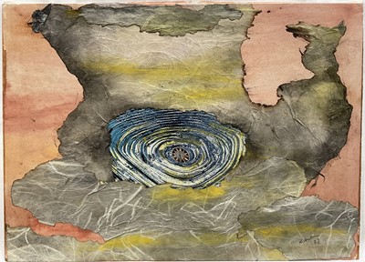 Lot 148 - Neil Hutton 20th century mixed media - In the Coils of Time, signed, 27cm x 38cm, unframed